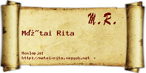 Mátai Rita névjegykártya